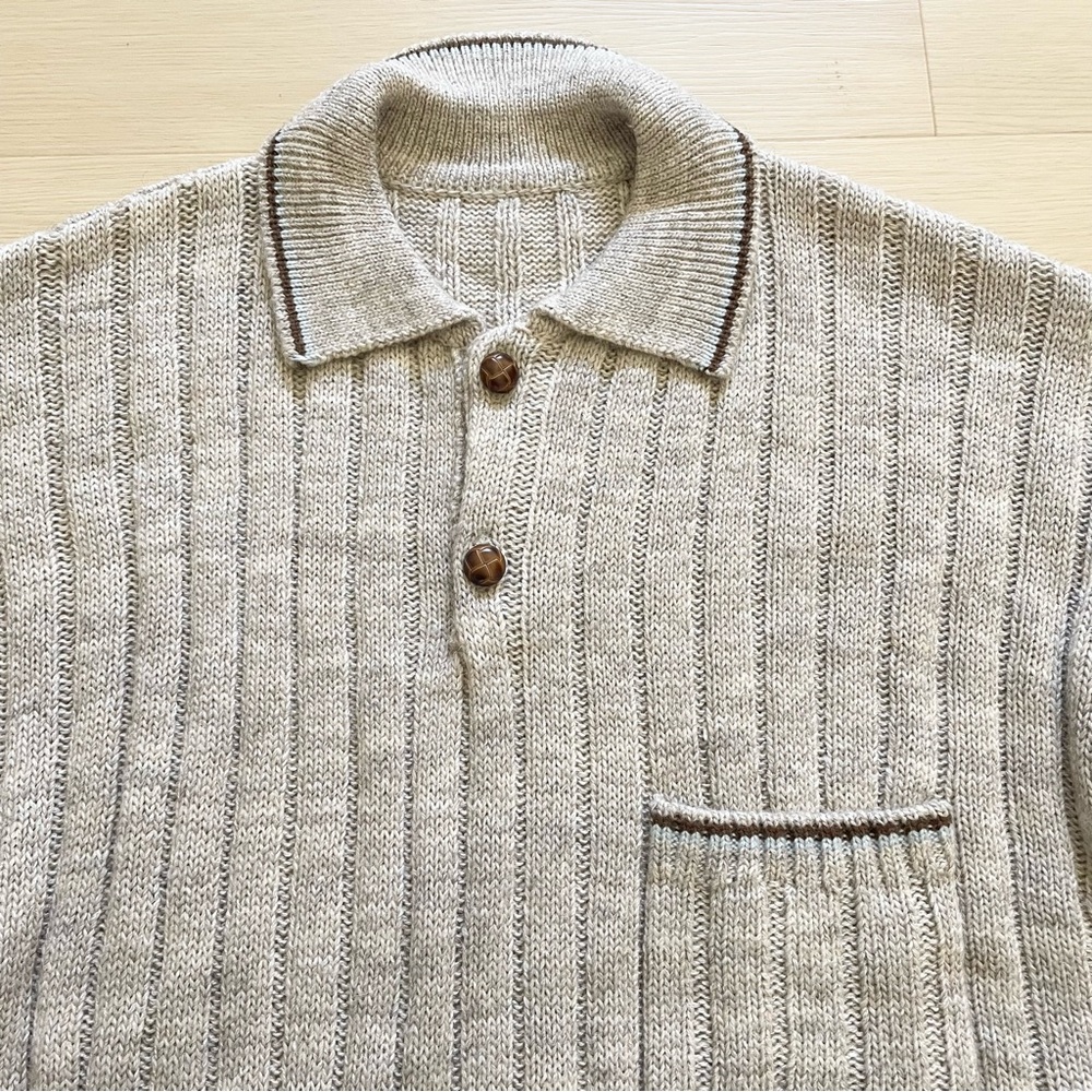 Ro Roo Ma Designer Ribbed Knit Henley Sweater S - Picture 7 of 11
